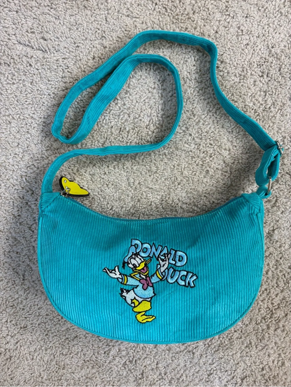 NEW! DISNEY Turquoise Blue DONALD DUCK Embroidered HOBO Crossbody BAG Purse